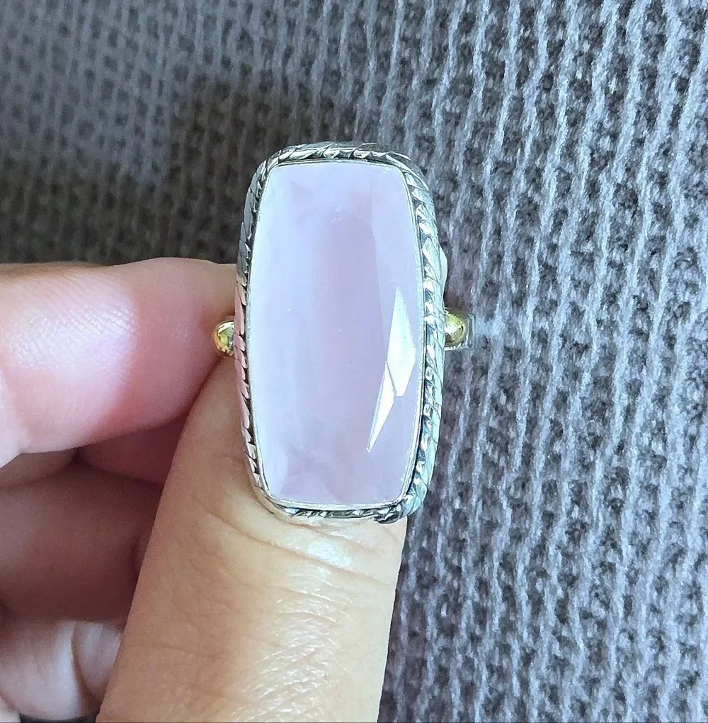 Shivam Rectangular Rose🌹 Quartz Statement Ring💍 - NWT